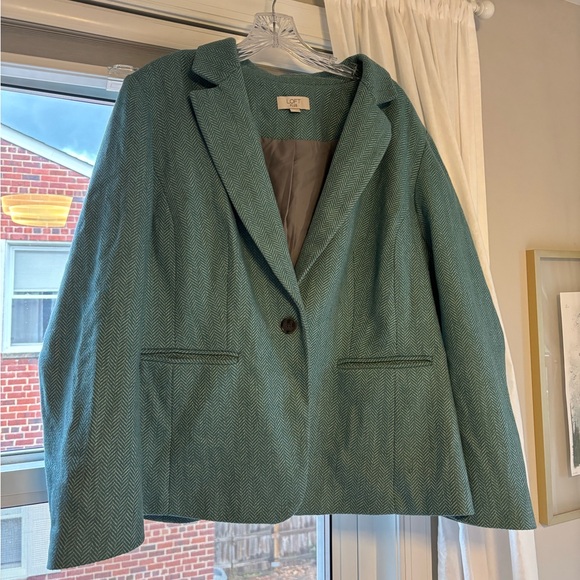 Loft Plus Tweed Blazer Size 16 EUC  light blue - Picture 1 of 6
